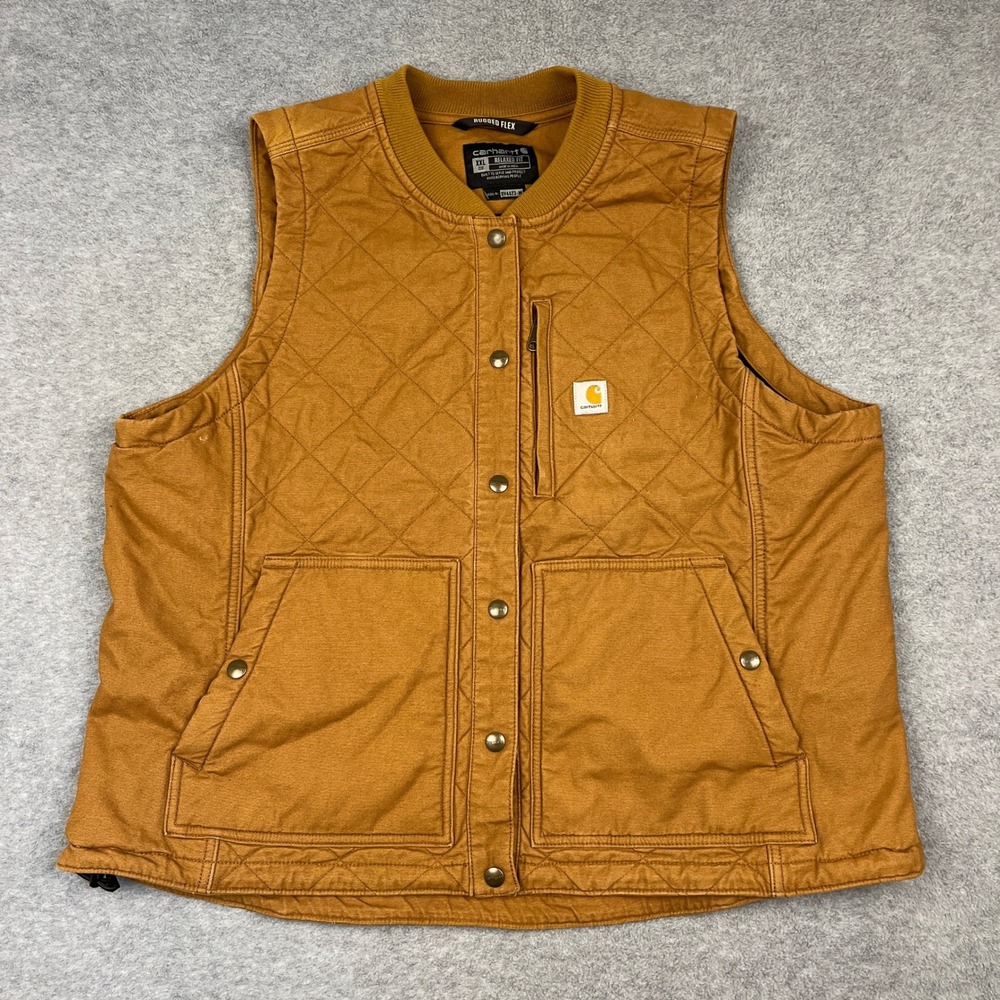 Carhartt Vest Womens XXL Brown Rugged Flex Relaxed Fit Quilted Canvas 104423
